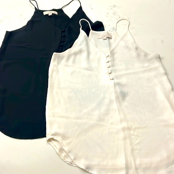 LOFT Racerback V-Neck Tuxedo Blouses - Picture 1 of 3